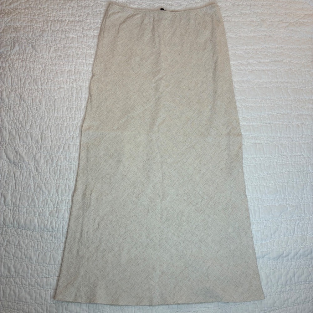 River Island Linen Blend Maxi Skirt Beige Womens 8 minimalist A line textured